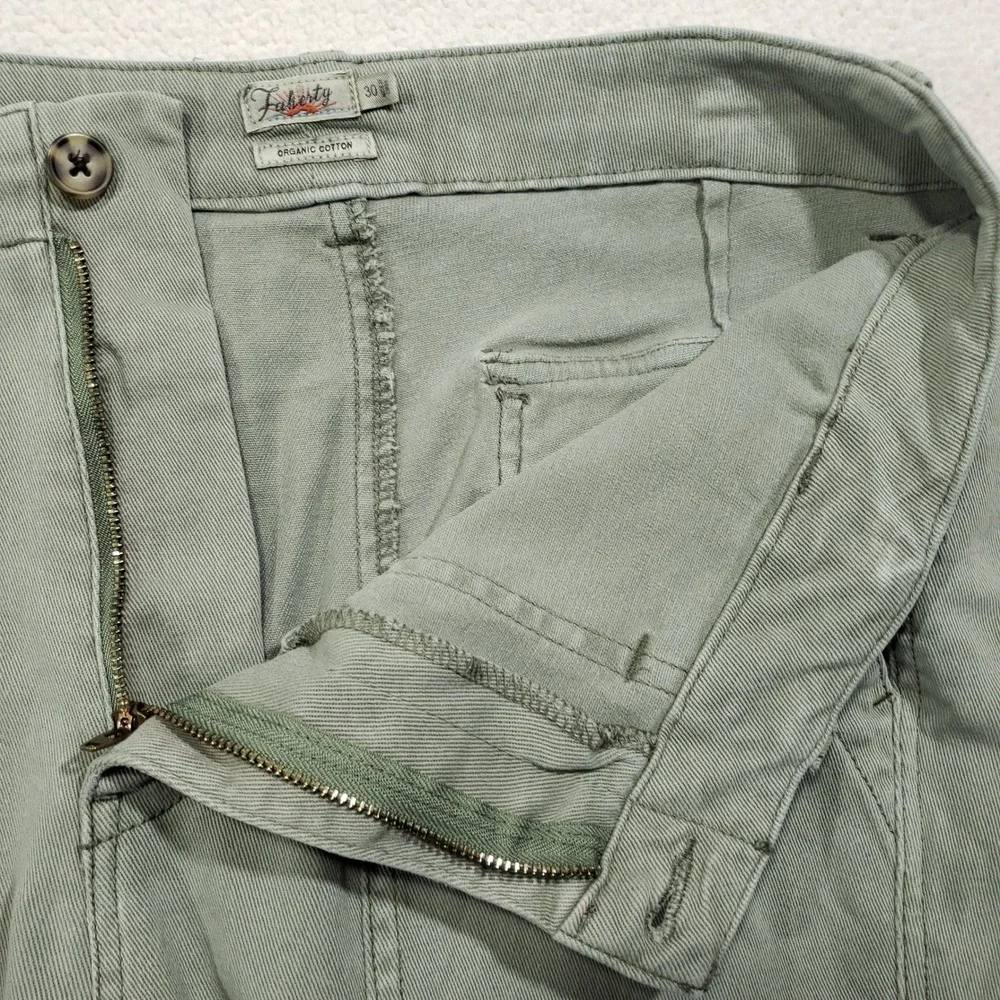 Faherty Utility Crop Pants Womens 30 Sage Green Organic Cotton Raw Hem Casual